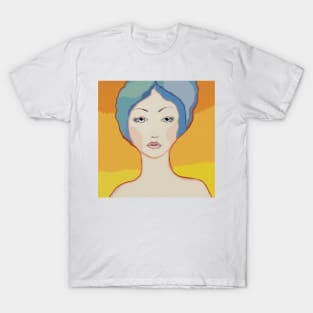 Blue Eyes woman digital art portrait T-Shirt